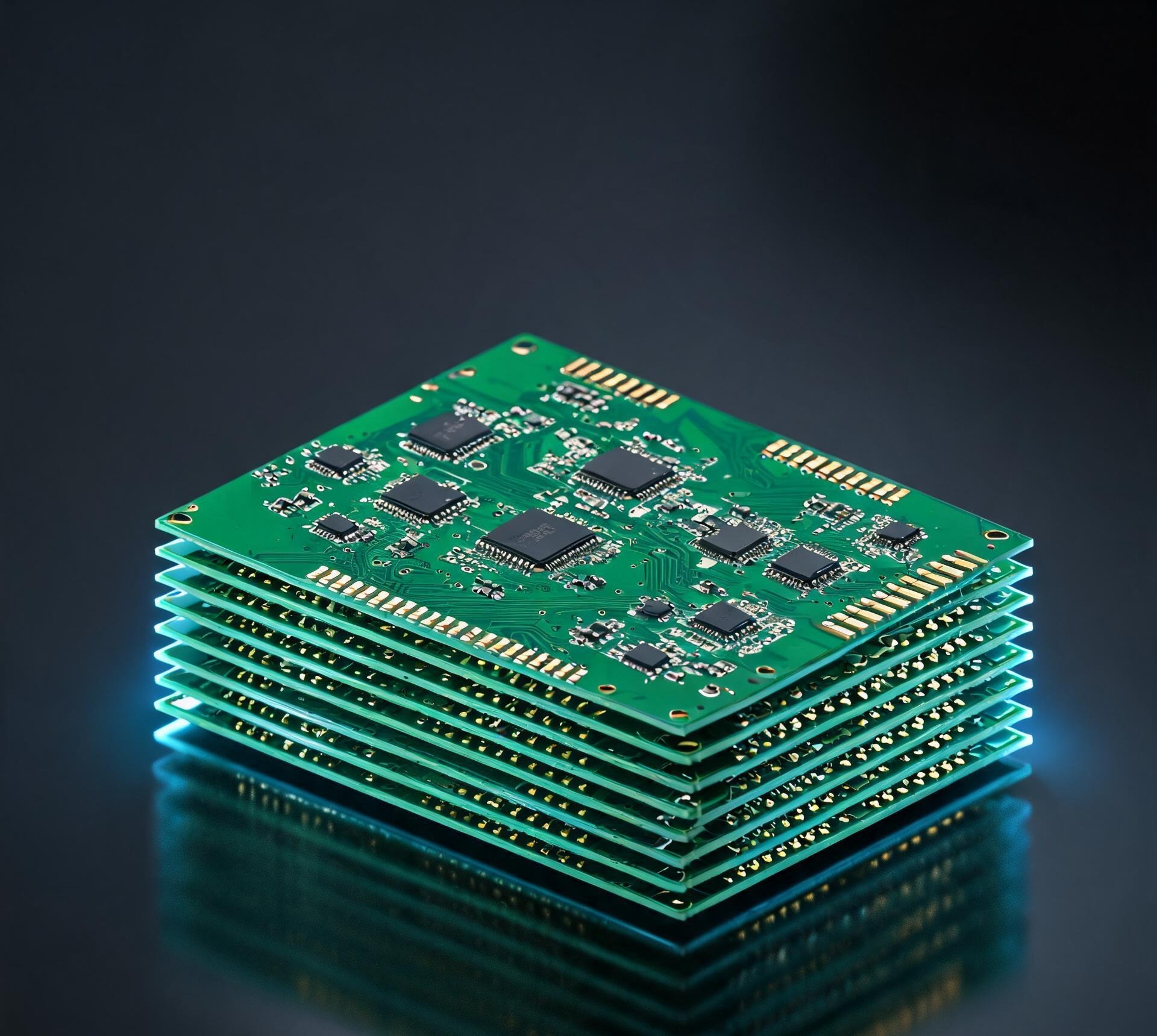 叠放的 PCB 电路板
